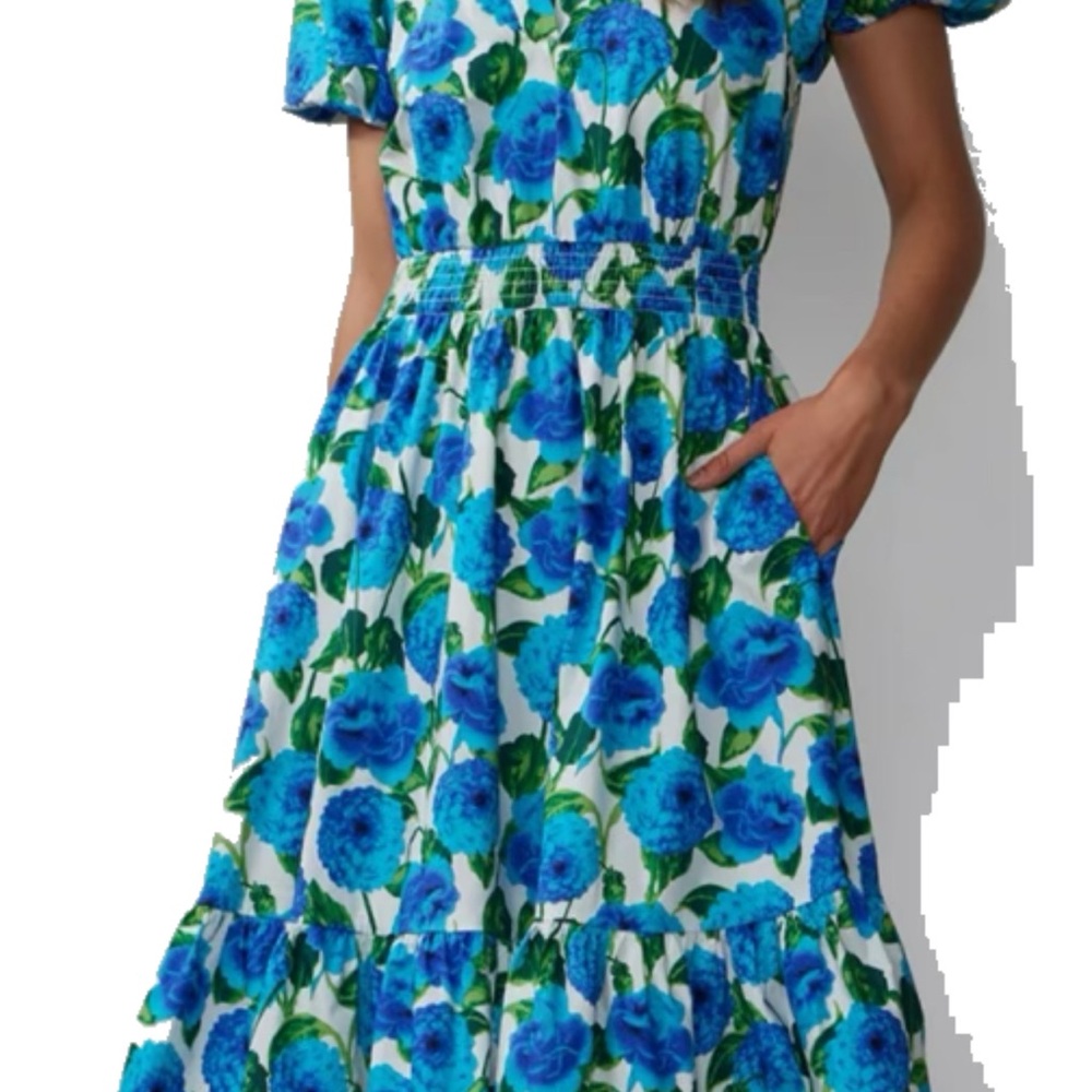 New York & Company Blue Floral Midi Dress